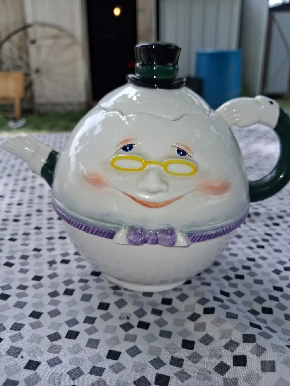 Vintage Adorable Collectable Dept 56 hand painted ceramic Teapot & Teacup in One